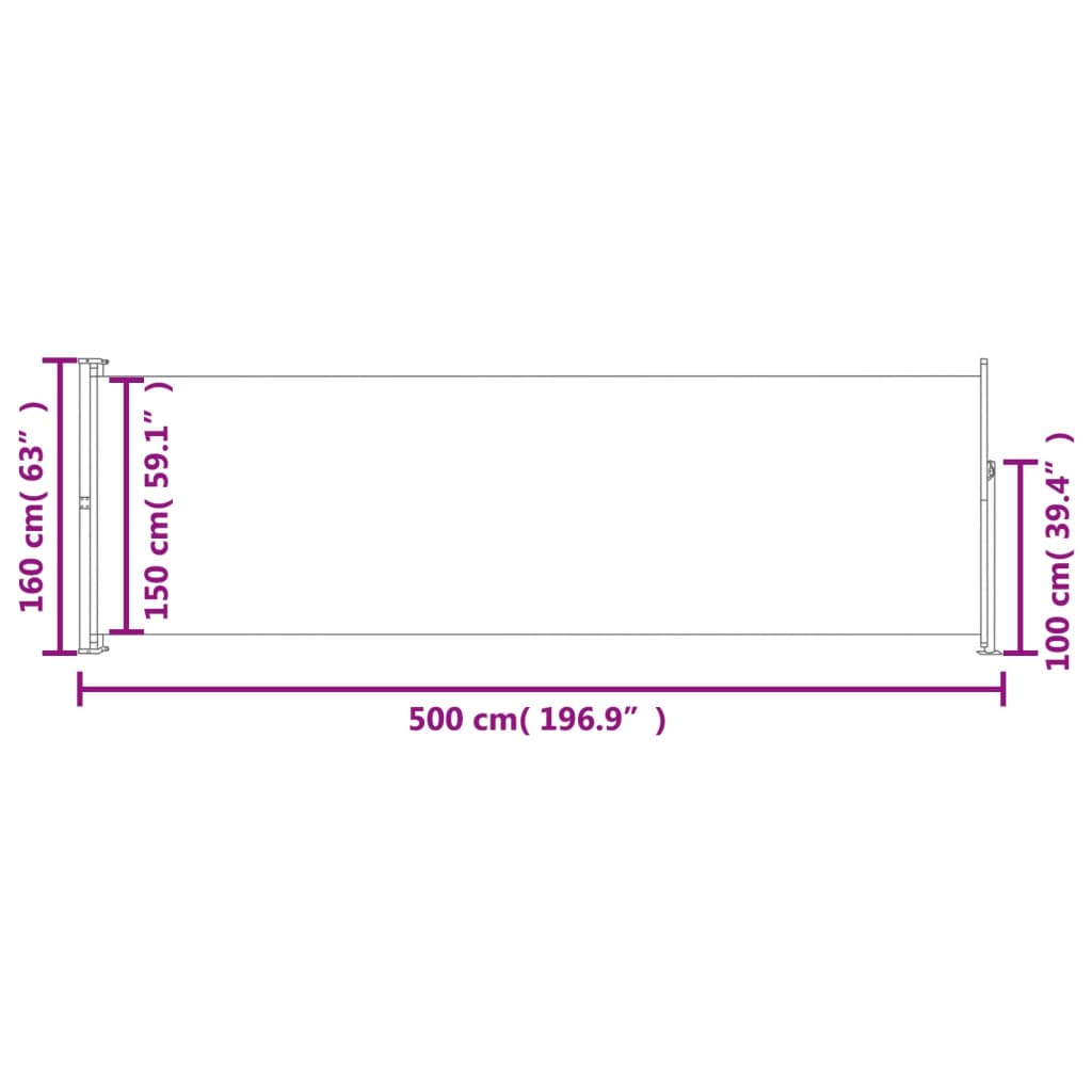 sammenrullelig sidemarkise 160 x 500 cm sort