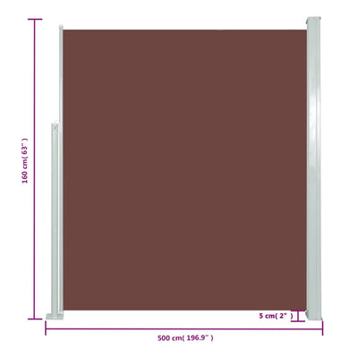 sammenrullelig sidemarkise 160 x 500 cm brun