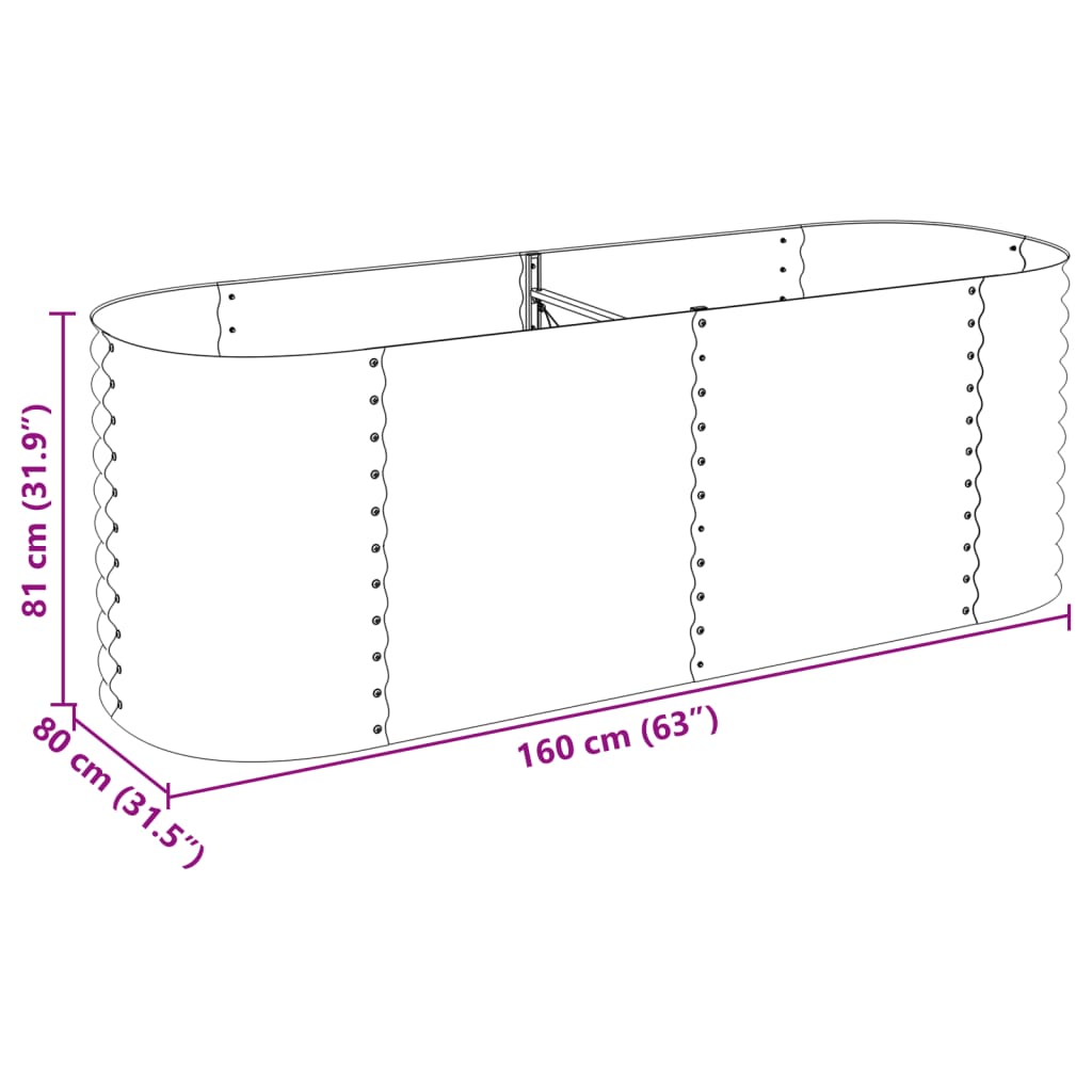 forhøjet plantekasse 240x80x81 cm galvaniseret stål grå