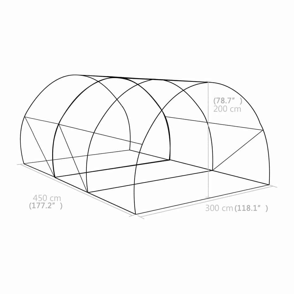 drivhus 3,5 m² 450x300x200 cm