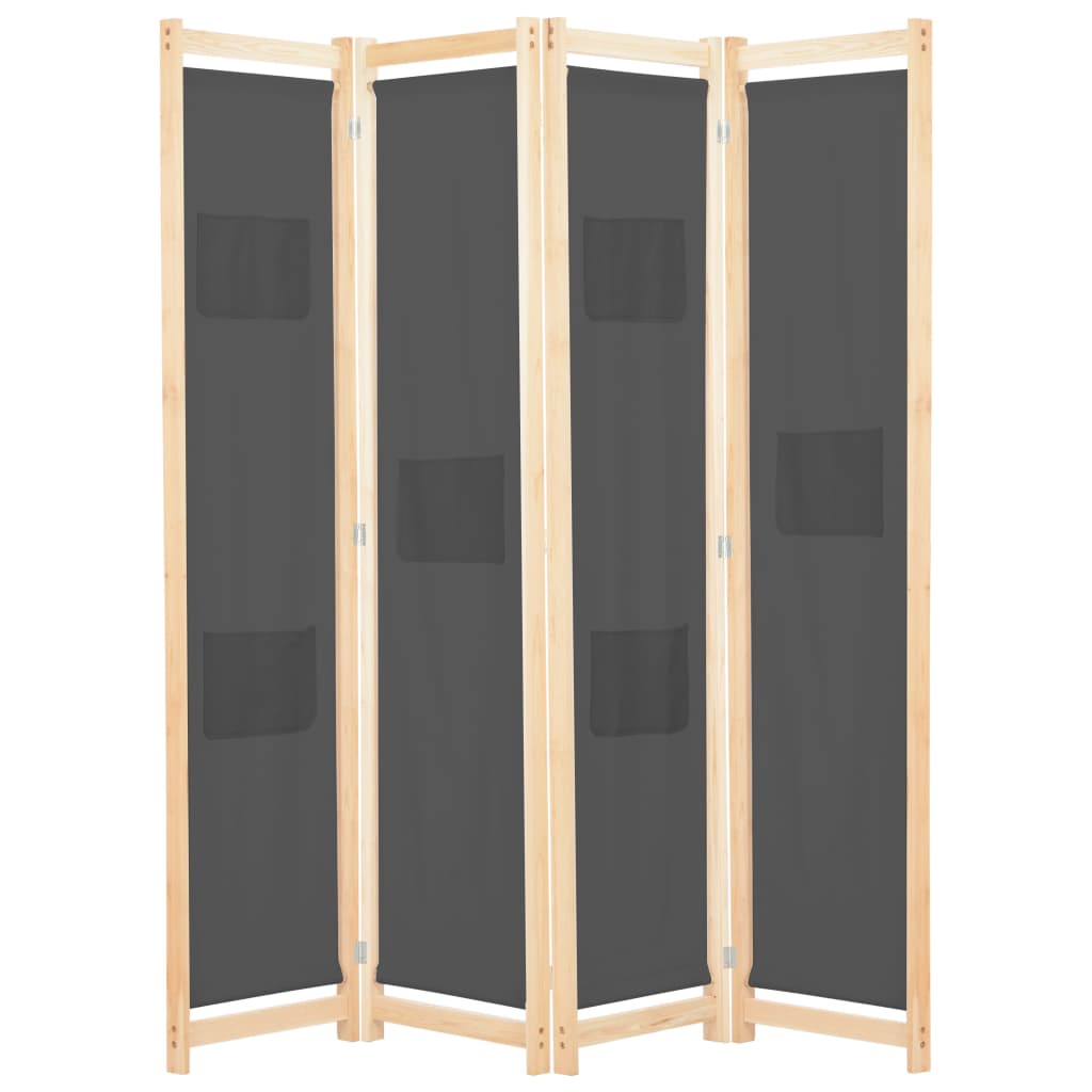 4-panels rumdeler 160 x 170 x 4 cm stof grå