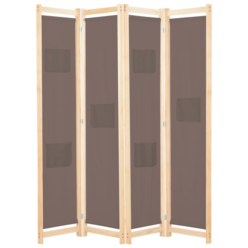 4-panels rumdeler 160 x 170 x 4 cm stof brun