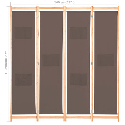 4-panels rumdeler 160 x 170 x 4 cm stof brun