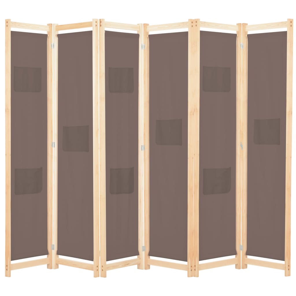 6-panels rumdeler 240 x 170 x 4 cm stof brun