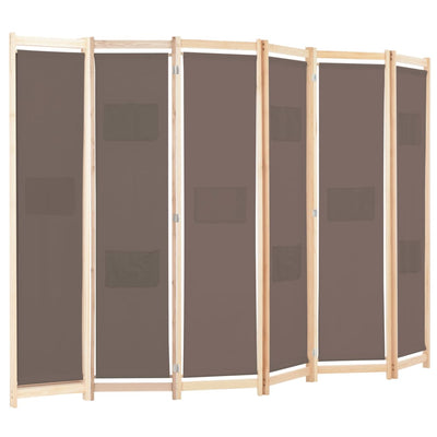 6-panels rumdeler 240 x 170 x 4 cm stof brun