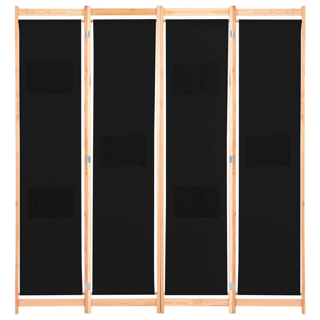 4-panels rumdeler 160 x 170 x 4 cm stof sort