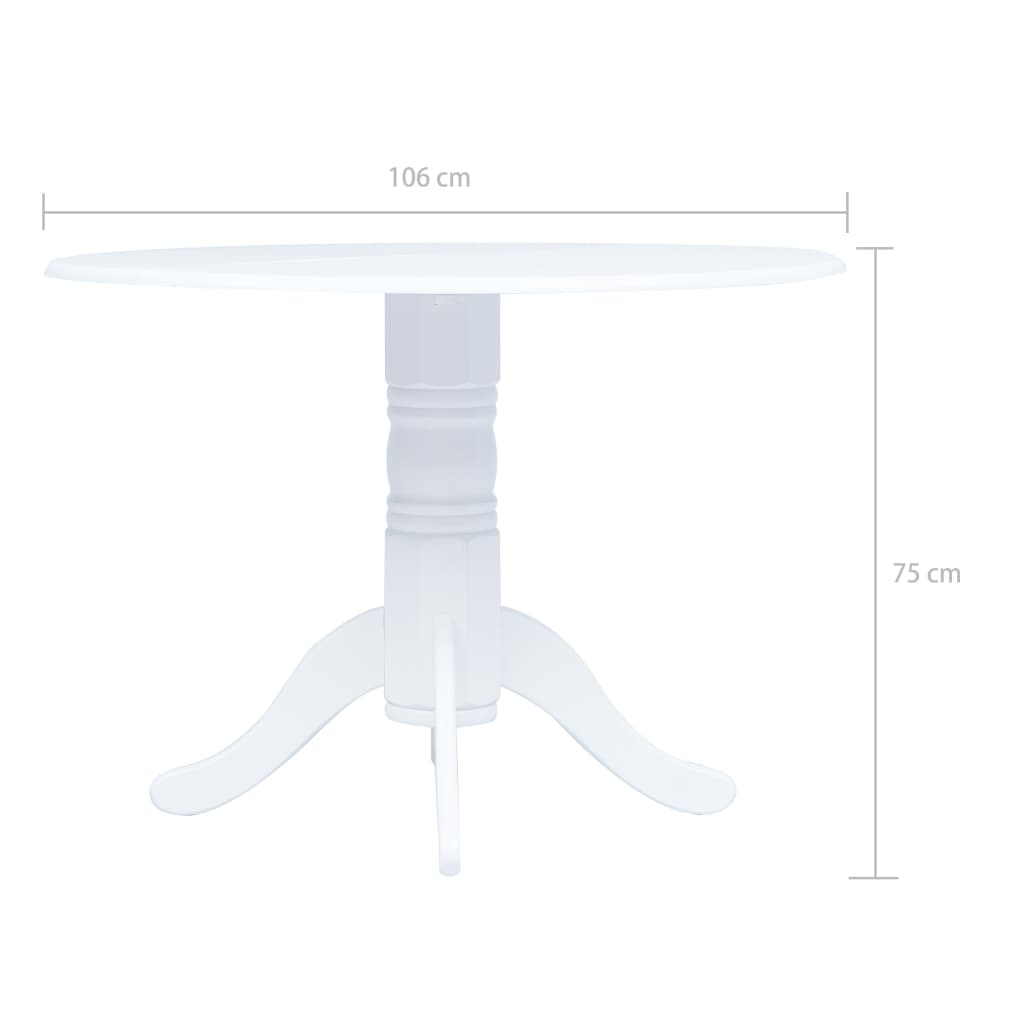 spisebord 106 cm massivt gummitræ hvid