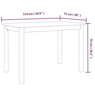 spisebord 114 x 71 x 75 cm massivt gummitræ hvid