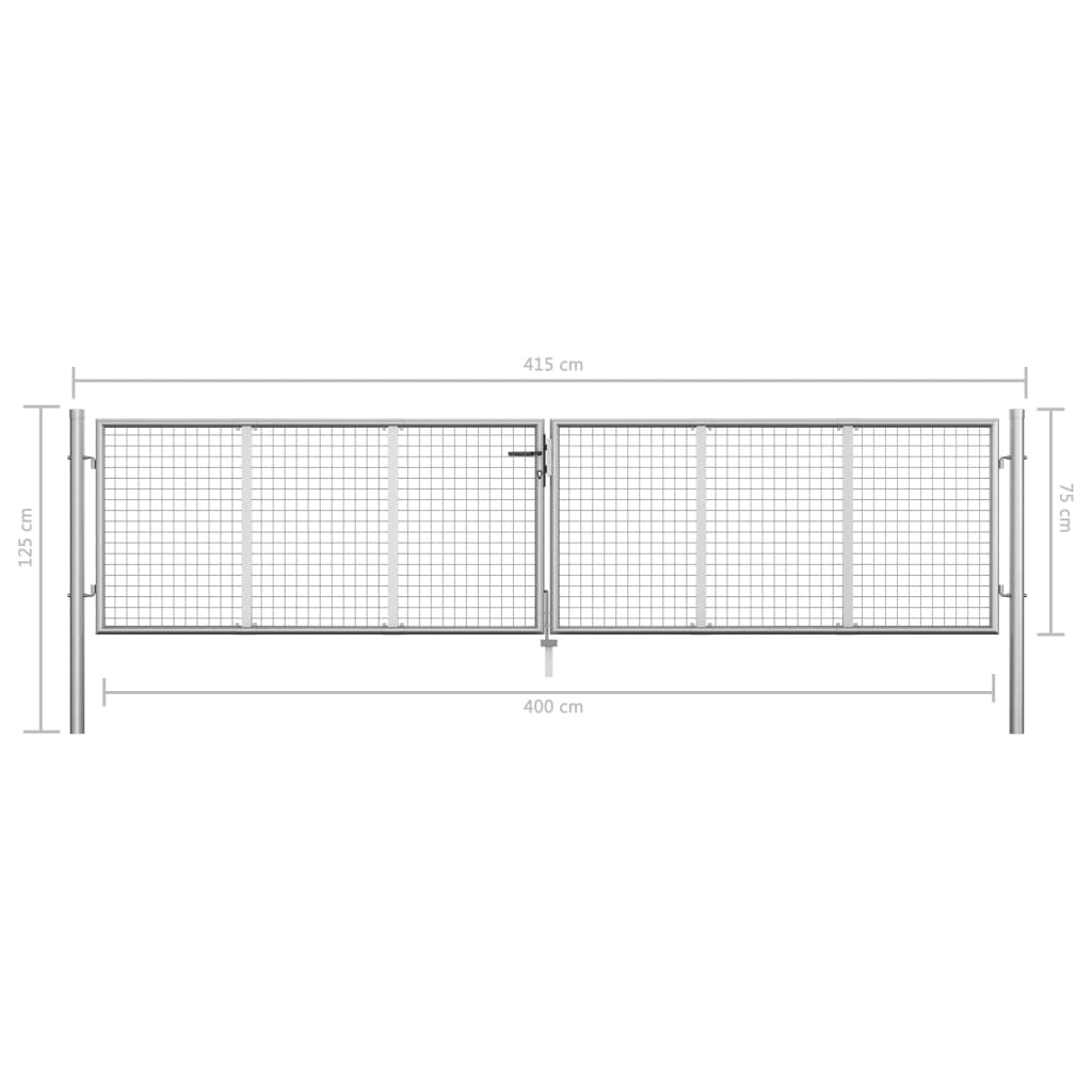 havelåge galvaniseret stål 415 x 125 cm sølvfarvet