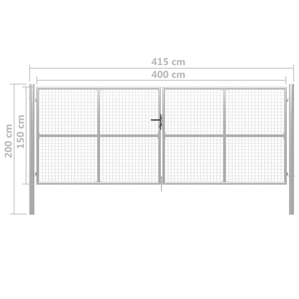 havelåge galvaniseret stål 415 x 200 cm sølvfarvet