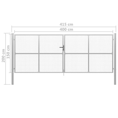 havelåge galvaniseret stål 415 x 200 cm sølvfarvet