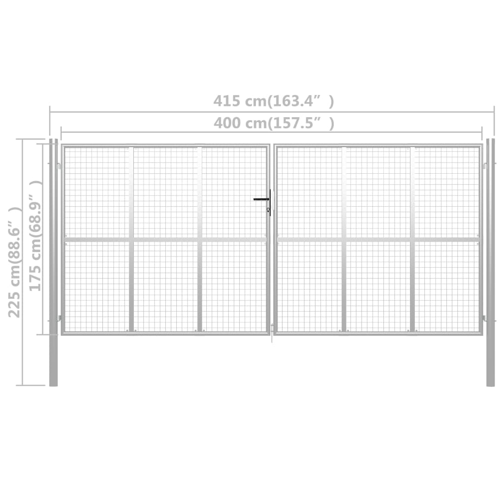 havelåge galvaniseret stål 415 x 225 cm sølvfarvet