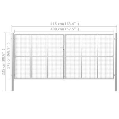 havelåge galvaniseret stål 415 x 225 cm sølvfarvet