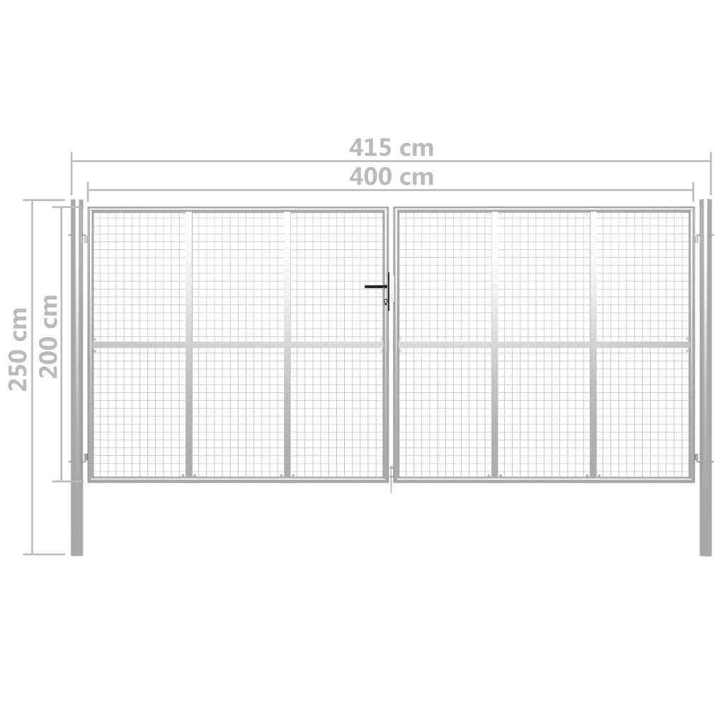 havelåge galvaniseret stål 415 x 250 cm sølvfarvet