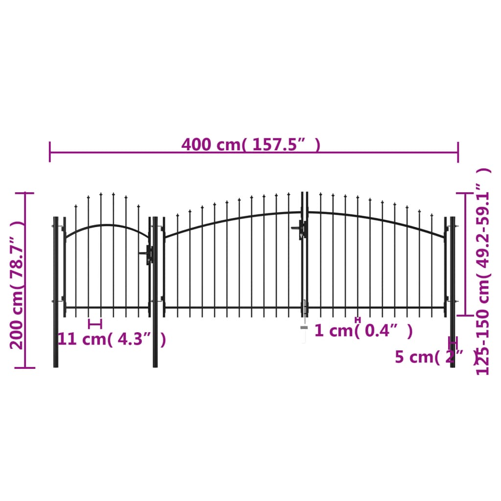 havelåge 2 x 4 m stål sort