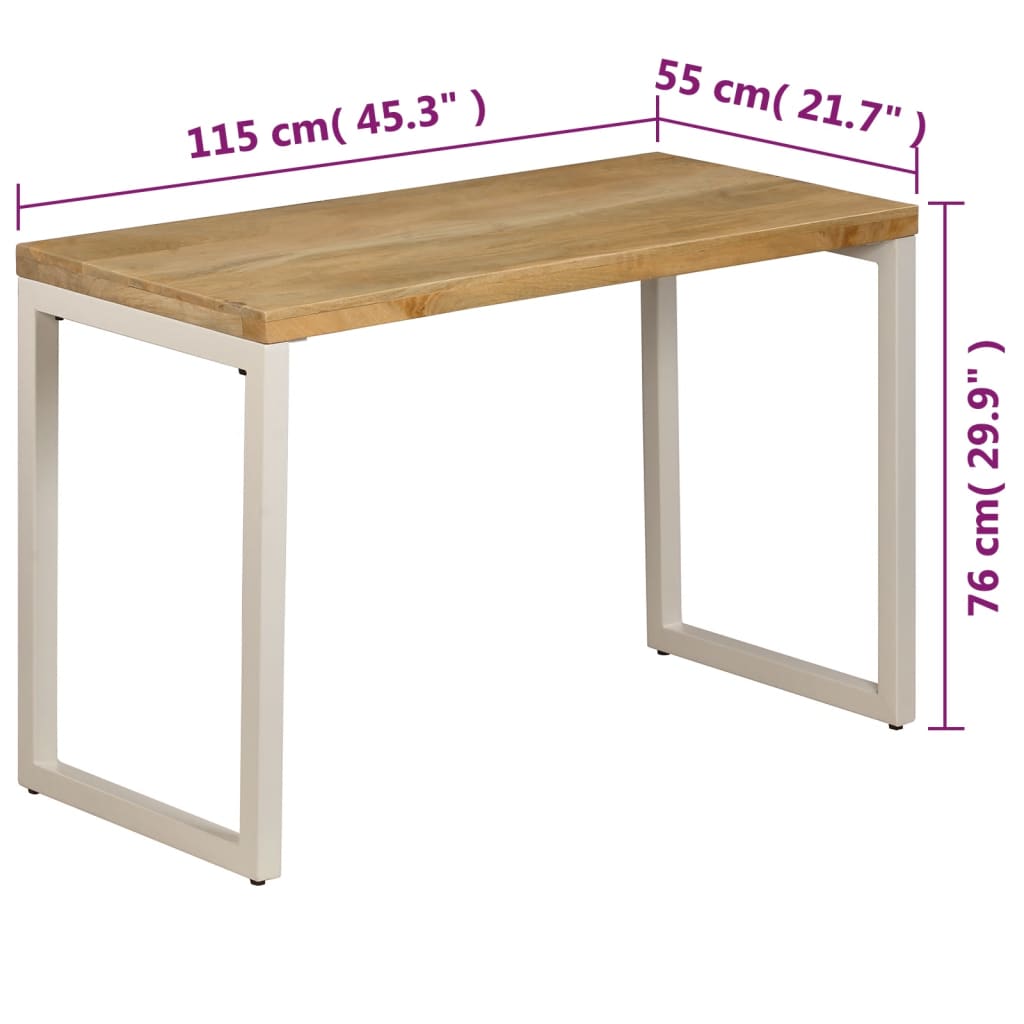 spisebord massivt mangotræ og stål 115 x 55 x 76 cm