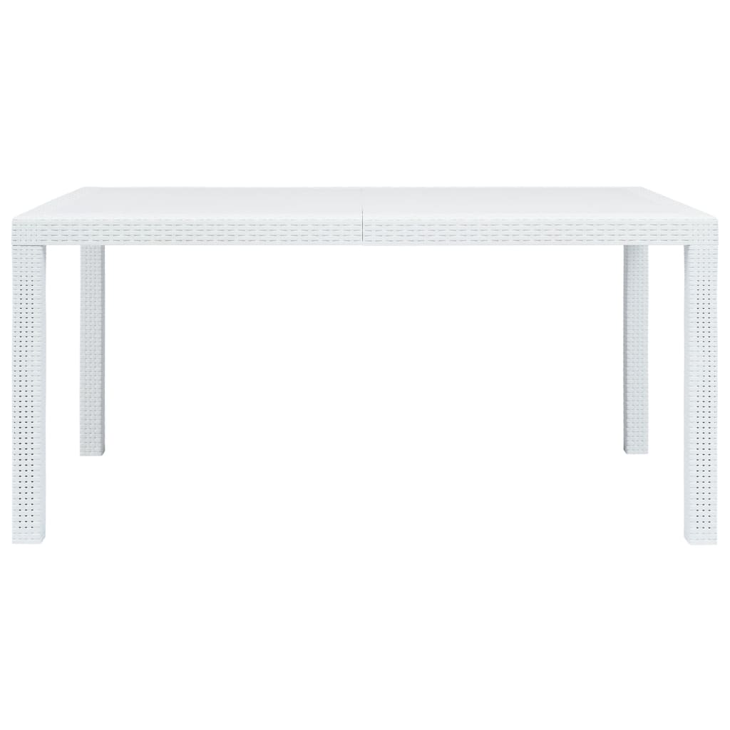 havebord hvid 150 x 90 x 72 cm plastik rattanlook