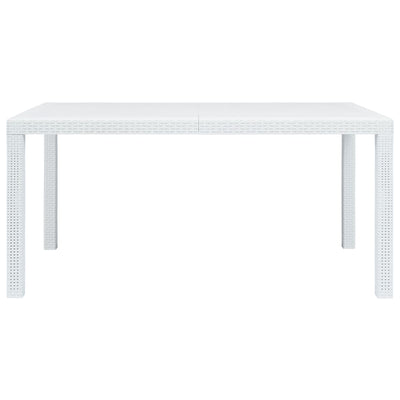 havebord hvid 150 x 90 x 72 cm plastik rattanlook