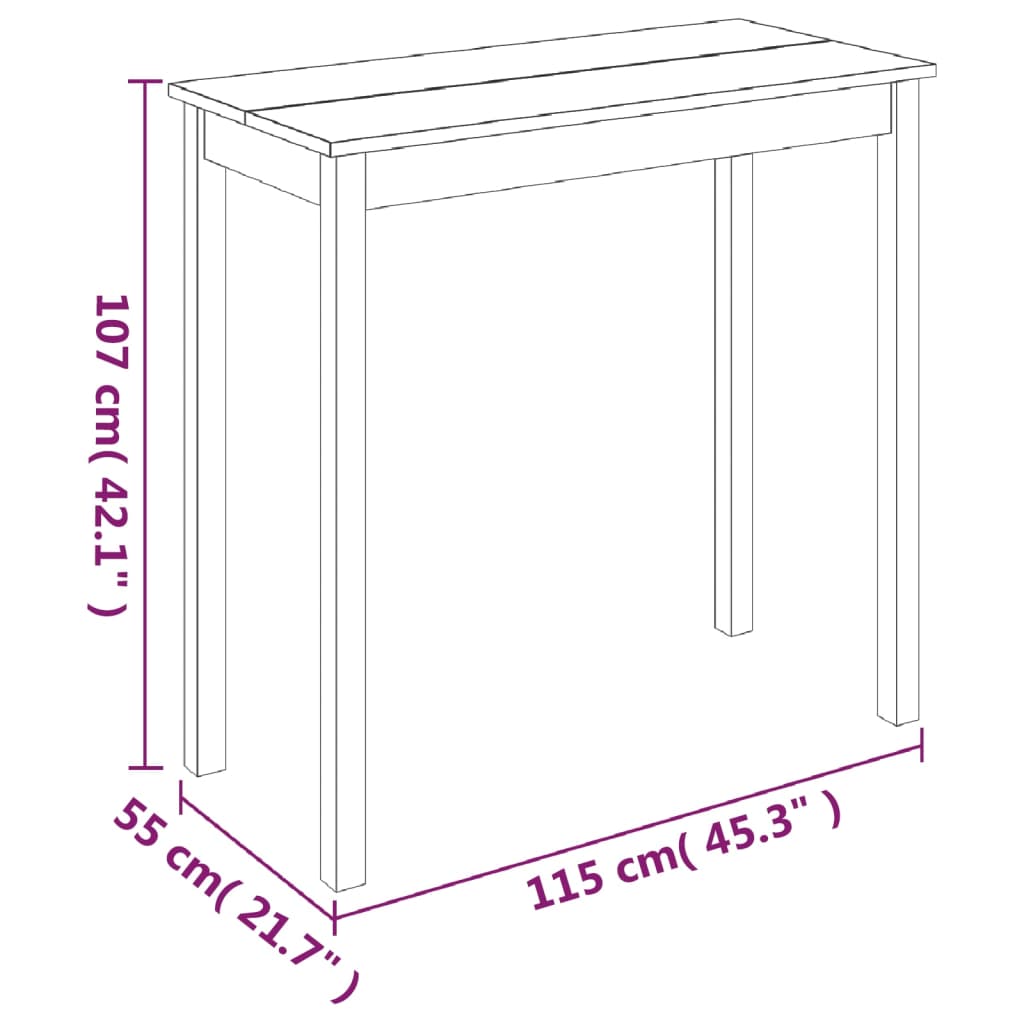 barbord 115x55x107 cm MDF sort