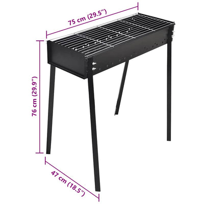 firkantet kulgrill 75 x 28 cm