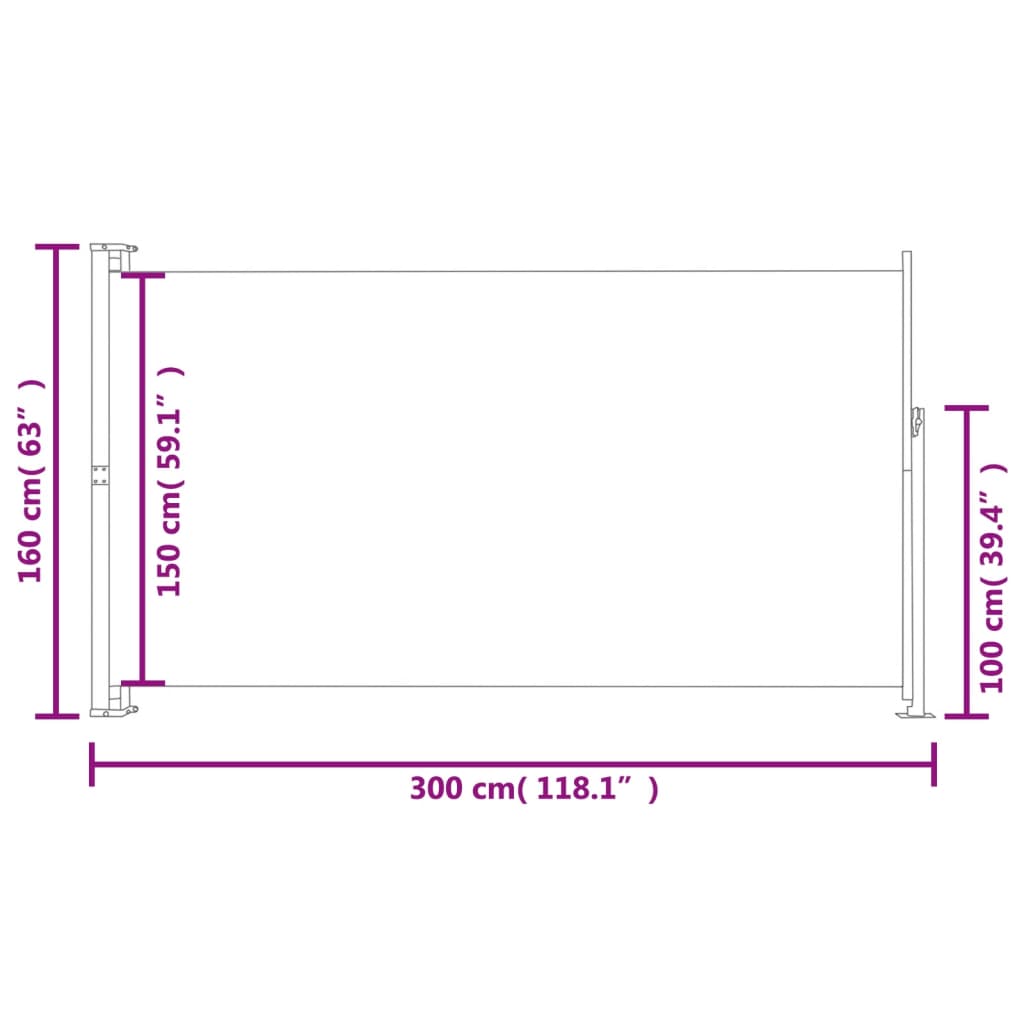 Sidemarkise til terrasse 160x300 cm rød