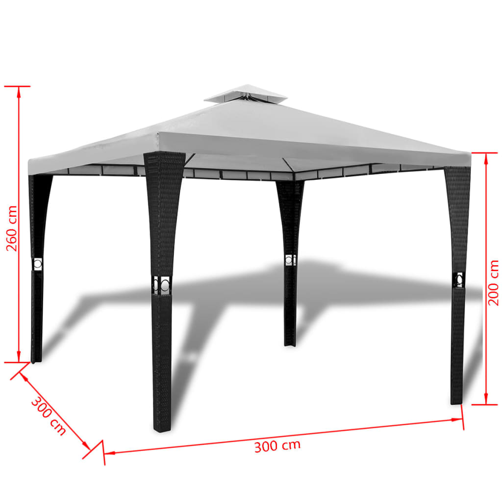 pavillon med tag 3 x 3 m cremefarvet