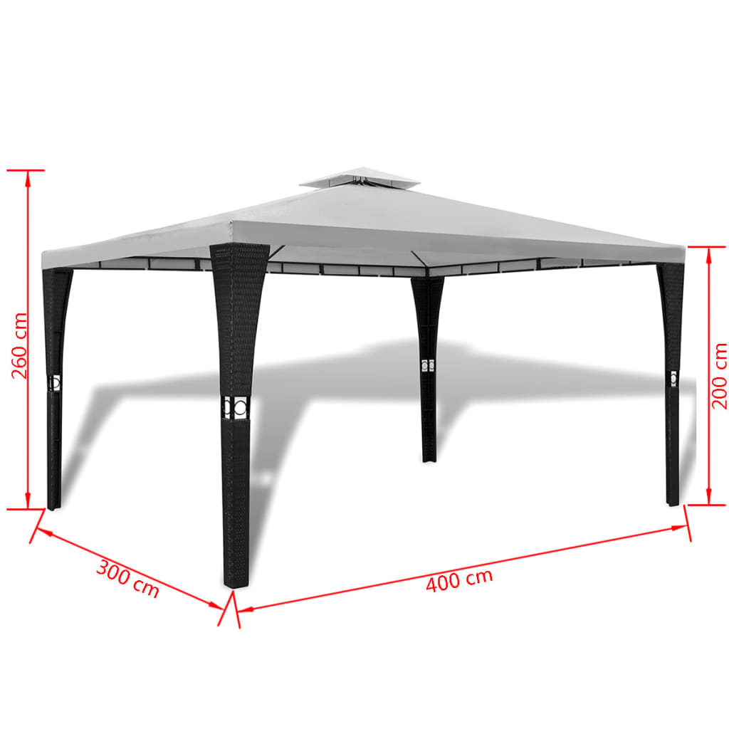 pavillon med tag 3 x 4 m cremefarvet