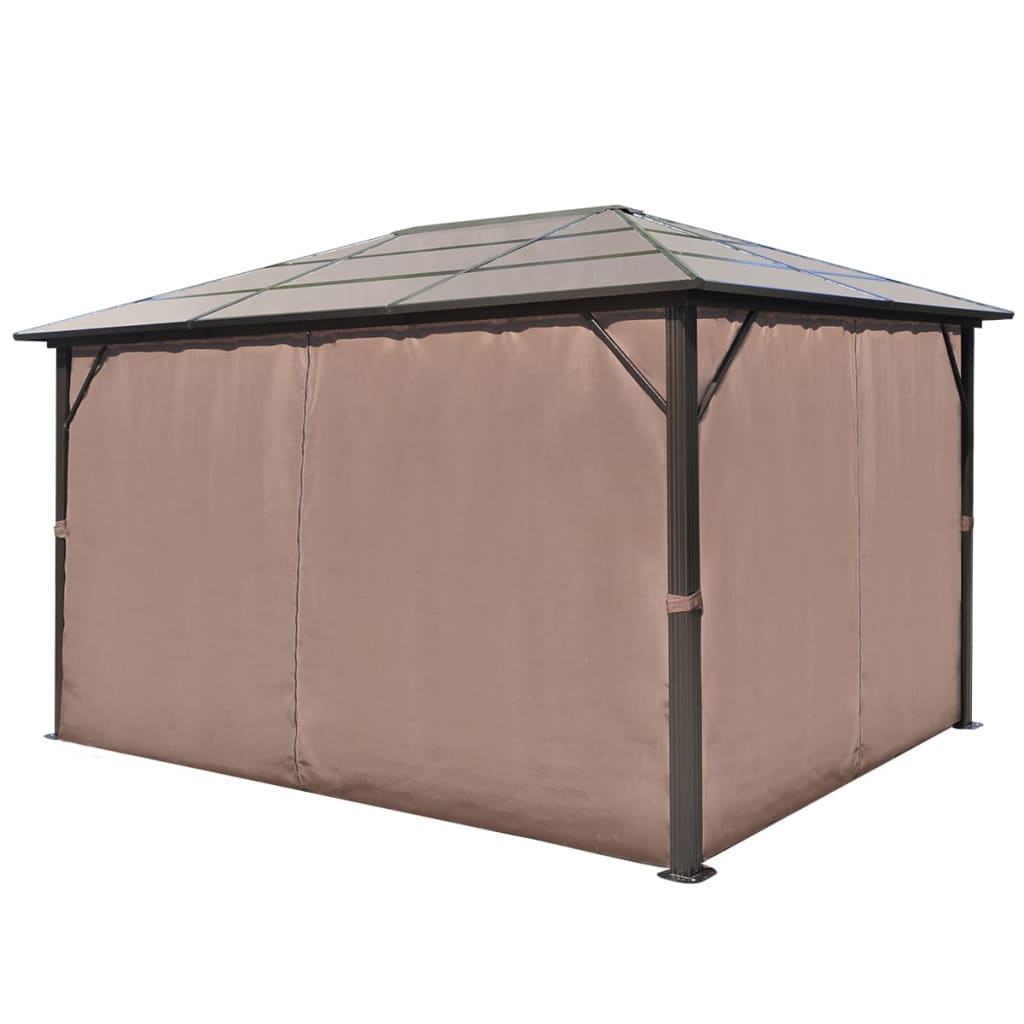 havepavillon med gardin brun aluminium 400 x 300 cm