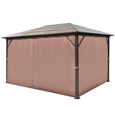 havepavillon med gardin brun aluminium 400 x 300 cm