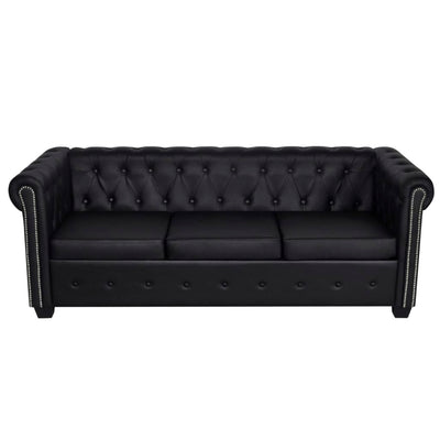 2-personers og 3-personers Chesterfield sofaer kunstlæder sort