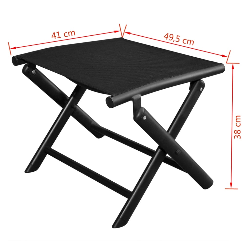 foldbar fodskammel aluminium og textilene sort