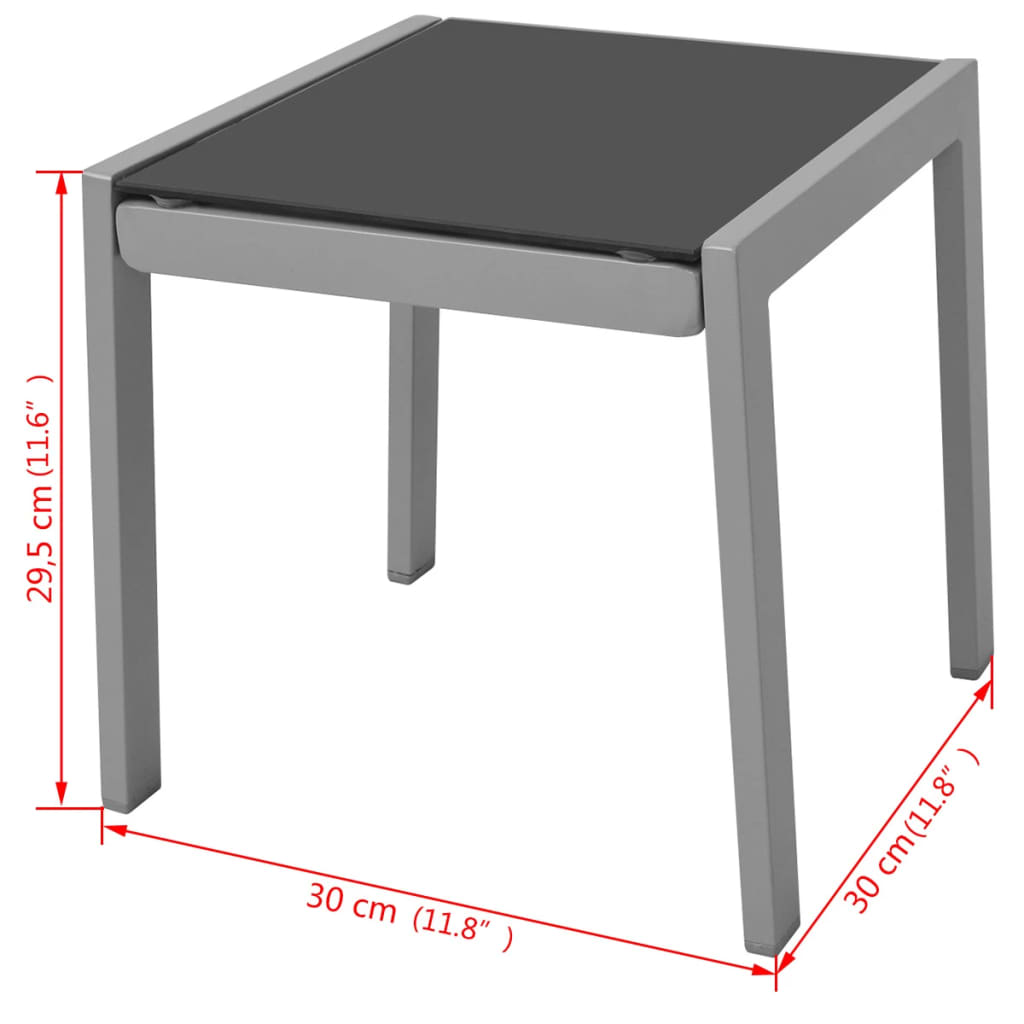 liggestole med bord aluminium sort