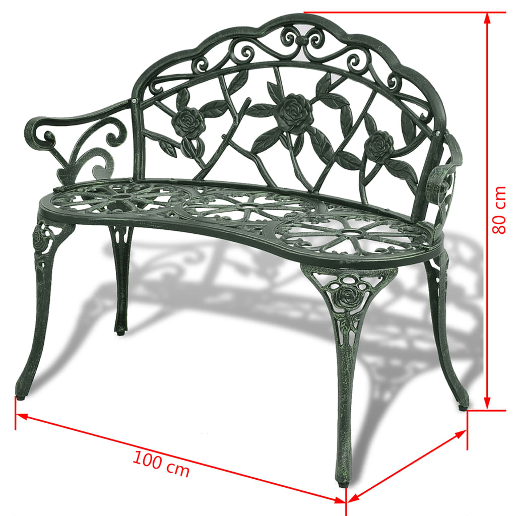 havebænk 100 cm støbt aluminium grøn