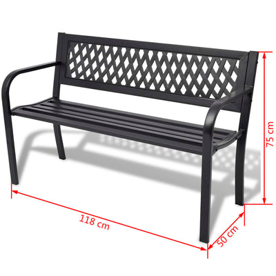 havebænk 118 cm stål sort