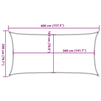 Solsejl HDPE rektangulær 2x4 m creme