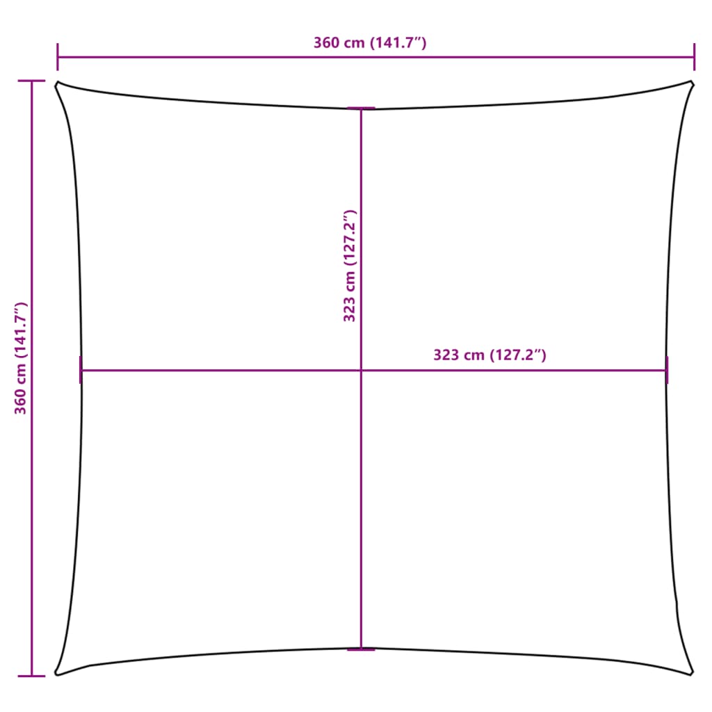 solsejl Oxfordstof firkantet 3,6 x 3,6 m cremefarvet