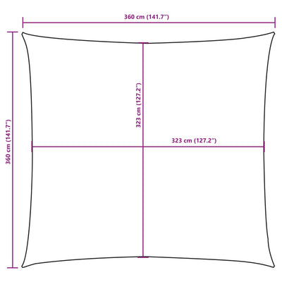 solsejl Oxfordstof firkantet 3,6 x 3,6 m cremefarvet