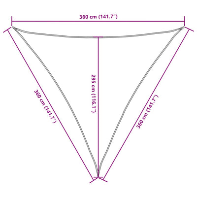 solsejl Oxfordstof trekantet 3,6 x 3,6 x 3,6 m cremefarvet