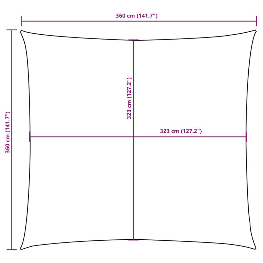 42302 vidaXL Sunshade Sail Oxford Fabric Square 3,6x3,6 m Anthracite