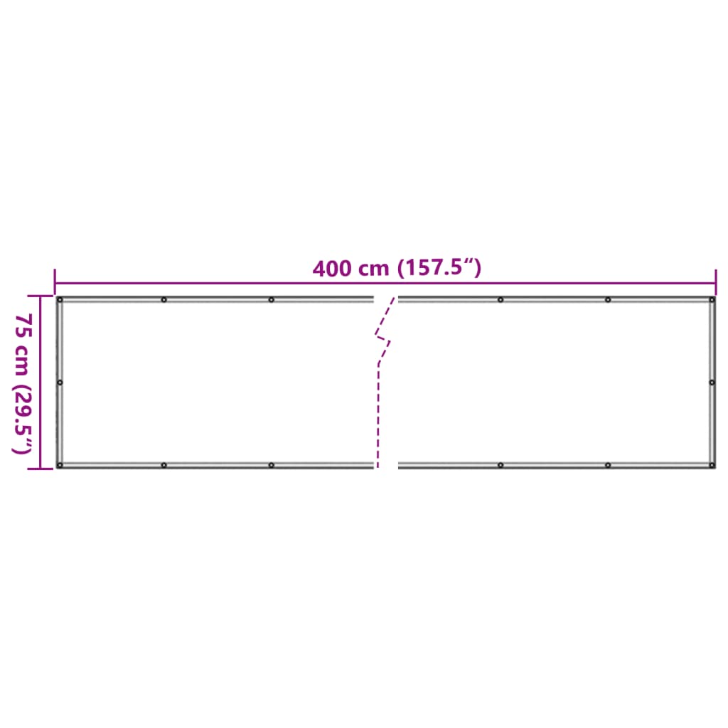 balkonafskærmning HDPE 75 x 400 cm antracitgrå