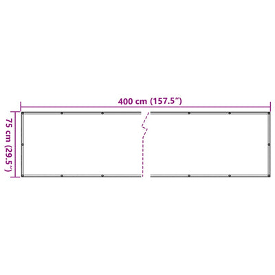 balkonafskærmning HDPE 75 x 400 cm antracitgrå