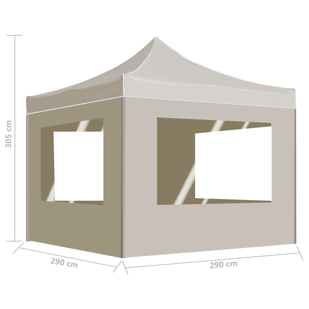 foldbart festtelt med vægge aluminium 3 x 3 m cremefarvet