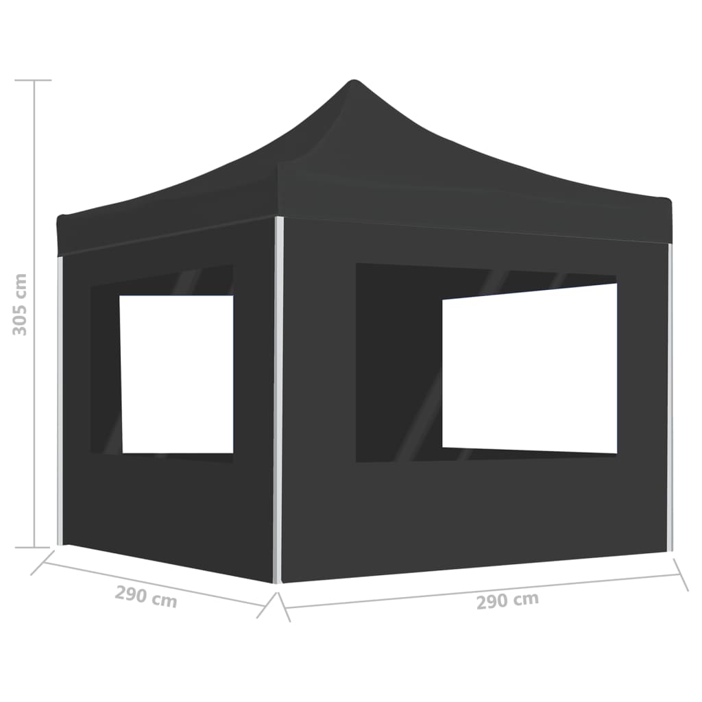 foldbart festtelt med vægge aluminium 3 x 3 m antracitgrå