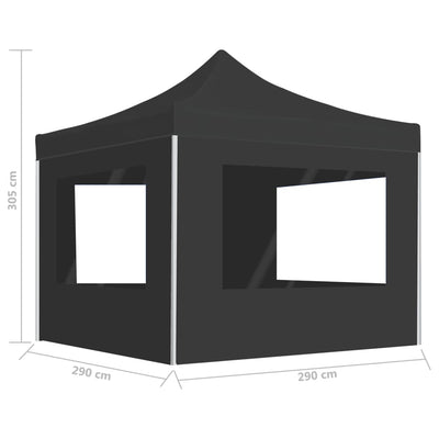 foldbart festtelt med vægge aluminium 3 x 3 m antracitgrå