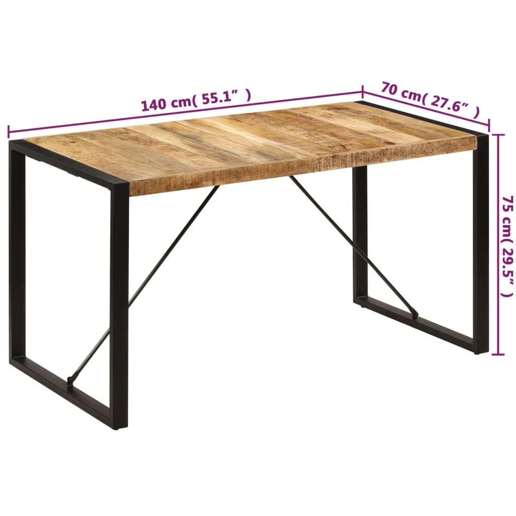 spisebord 140 x 70 x 75 cm massivt mangotræ