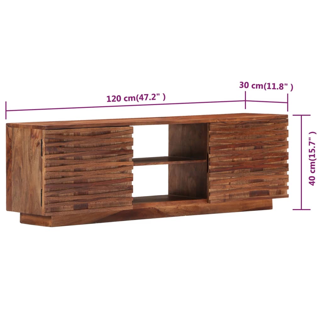 tv-skab 120x30x40 cm massivt sheeshamtræ