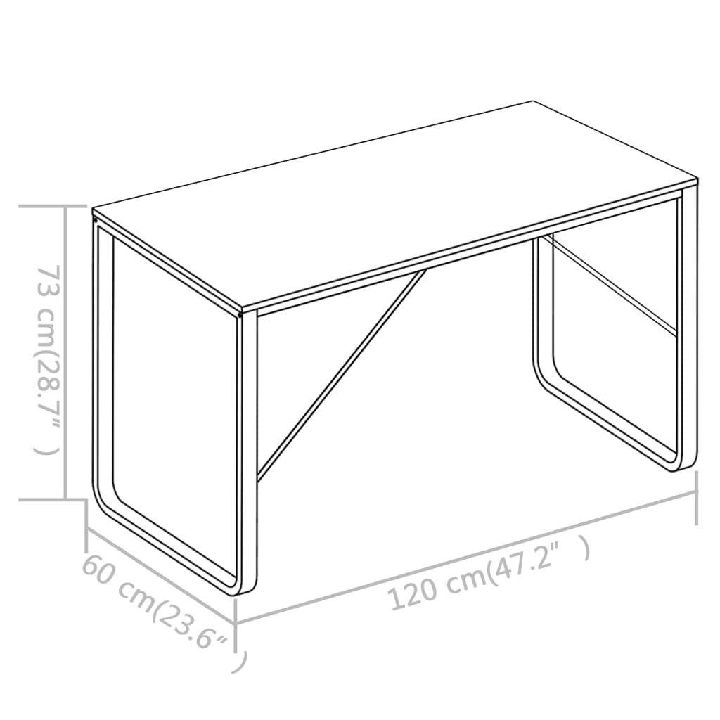 computerbord 120x60x73 cm sort og egetræsfarve