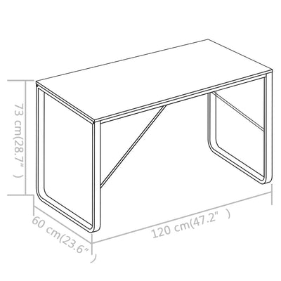 computerbord 120x60x73 cm sort og egetræsfarve