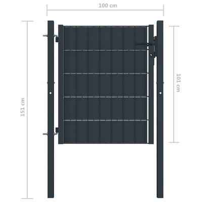 hegnslåge 100x101 cm PVC og stål antracitgrå