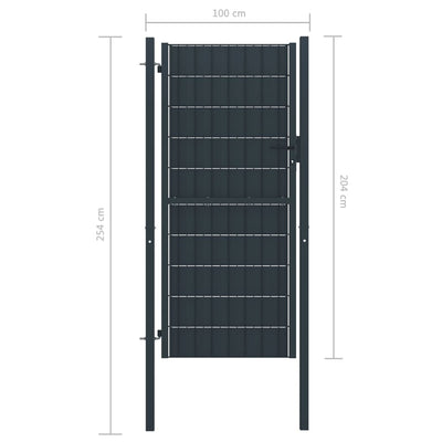 hegnslåge 100x204 cm PVC og stål antracitgrå